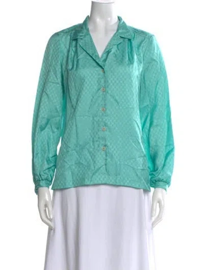 Pre-owned Pierre Balmain Patterned Long Sleeve Blouse In Green
