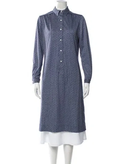 Pre-owned Pierre Balmain Patterned Long Sleeve Button-up Top In Blue