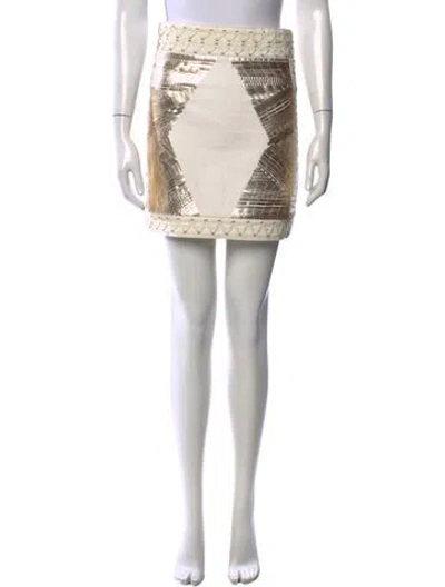 Pre-owned Pierre Balmain Patterned Mini Skirt In White