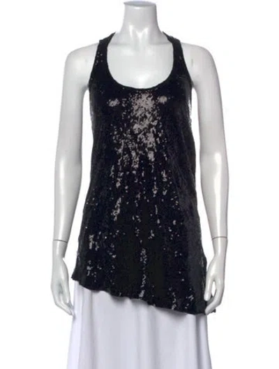 Pre-owned Pierre Balmain Patterned Scoop Neck Top In Black/metallic