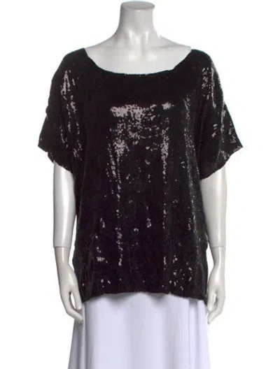 Pre-owned Pierre Balmain Patterned Scoop Neck T-shirt In Black