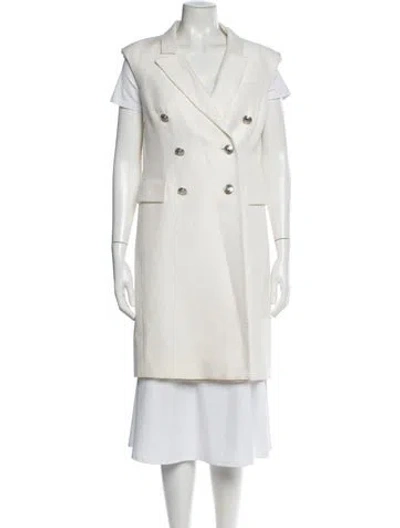 Pre-owned Pierre Balmain Peacoat In White
