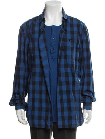 Pre-owned Pierre Balmain Plaid Print Long Sleeve Shirt In Blue