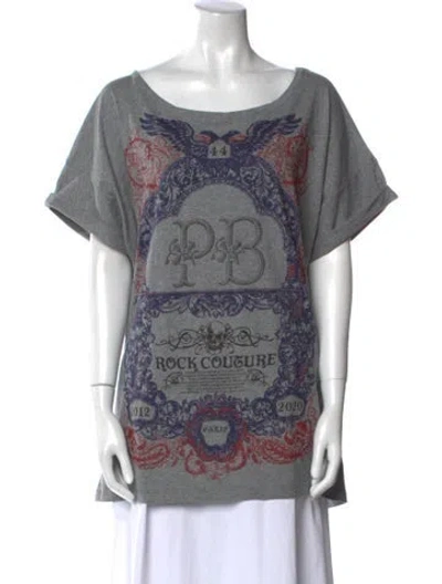 Pre-owned Pierre Balmain Printed Bateau Neckline T-shirt W/ Tags In Gray