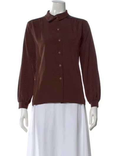 Pre-owned Pierre Balmain Printed Long Sleeve Blouse In Brown