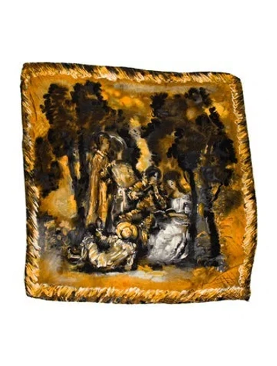 Pre-owned Pierre Balmain Printed Scarf In Yellow