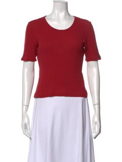 Pre-owned Pierre Balmain Scoop Neck Short Sleeve T-shirt In Red