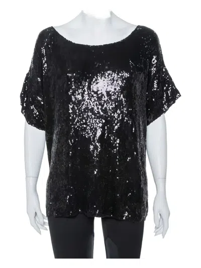 Pre-owned Pierre Balmain Sequined Short-sleeve Top In Black
