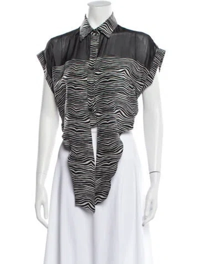 Pre-owned Pierre Balmain Silk Animal Print Blouse In Black