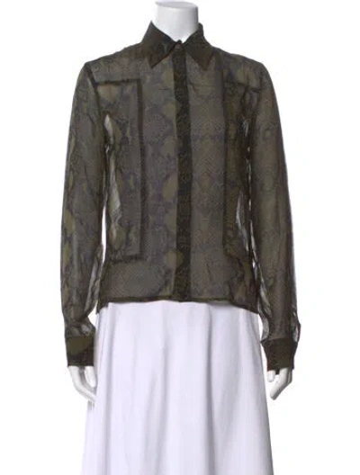Pre-owned Pierre Balmain Silk Animal Print Top In Green