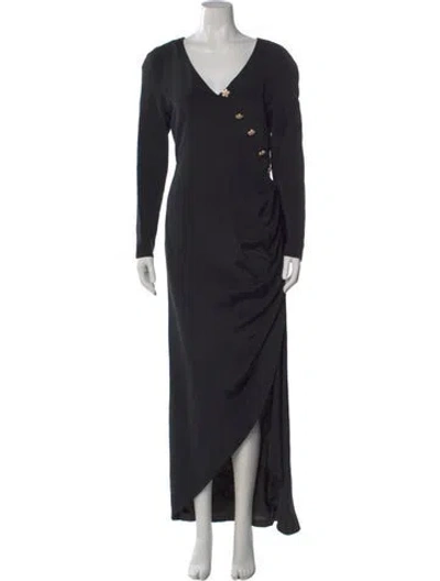 Pre-owned Pierre Balmain Silk Long Dress In Black