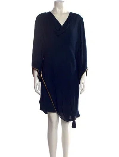 Pre-owned Pierre Balmain Silk Mini Dress In Blue
