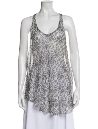 Pre-owned Pierre Balmain Silk Paisley Print Top In Gray