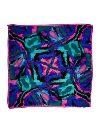 Pre-owned Pierre Balmain Silk Vintage Scarf In Blue