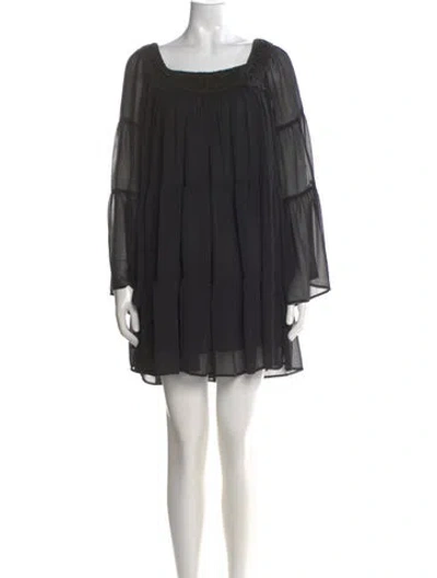 Pre-owned Pierre Balmain Square Neckline Mini Dress In Black