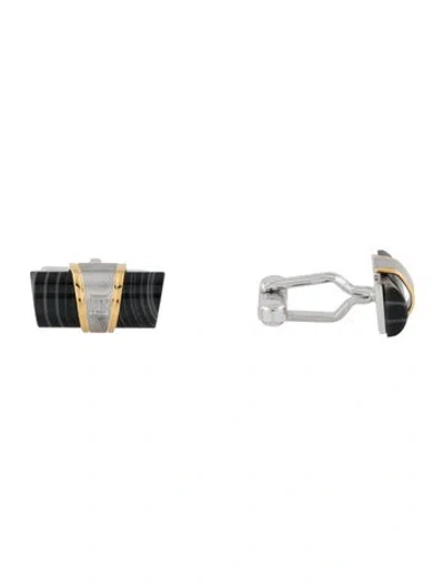 Pre-owned Pierre Balmain Stone Two-tone Cufflinks In Black