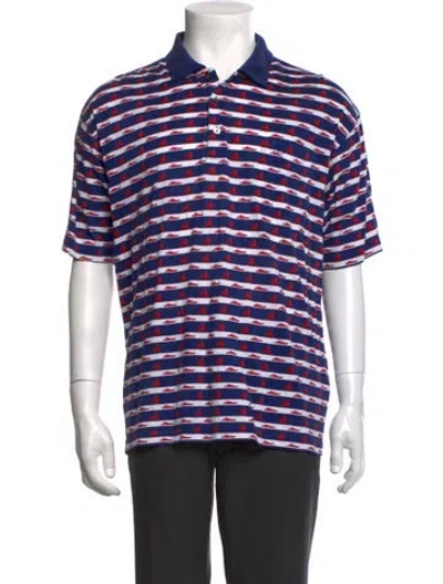 Pre-owned Pierre Balmain Striped Collar Polo Shirt In Blue