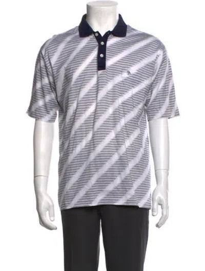 Pre-owned Pierre Balmain Striped Collar Polo Shirt In White