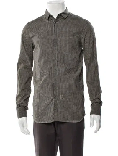 Pre-owned Pierre Balmain Striped Long Sleeve Dress Shirt In Gray