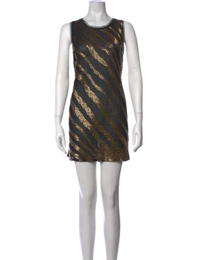 Pre-owned Pierre Balmain Striped Mini Dress In Black