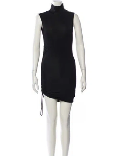 Pre-owned Pierre Balmain Turtleneck Mini Dress In Black