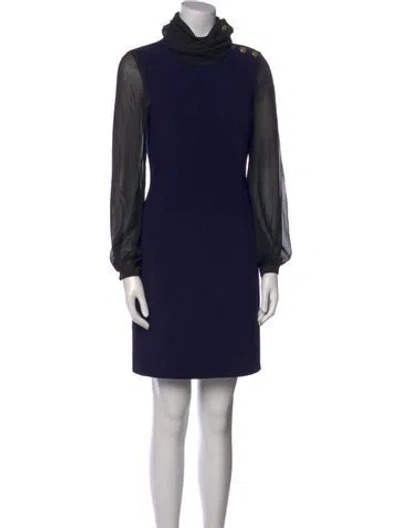 Pre-owned Pierre Balmain Turtleneck Mini Dress In Black