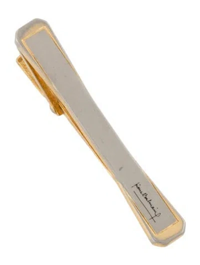 Pre-owned Pierre Balmain Two Tone Logo Tie Clip In Multicolor