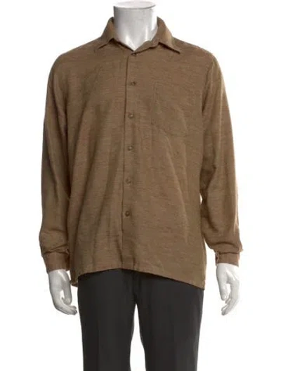 Pre-owned Pierre Balmain Vintage 1980's Dress Shirt In Brown