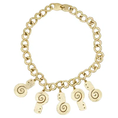 Pre-owned Pierre Balmain Vintage 1980s Five 5 Conch Shell Charms Bib Pendant Necklace In Multi