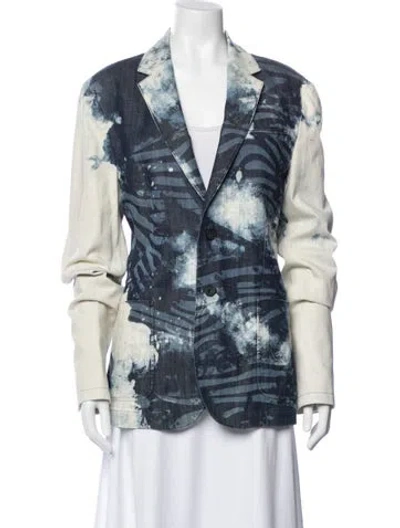 Pre-owned Pierre Balmain Vintage Graphic Print Blazer In Blue