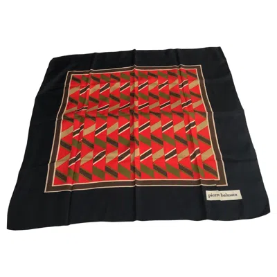 Pre-owned Pierre Balmain Vintage  Silk Foulard Scarf Red Blue Gold Circa 1970s