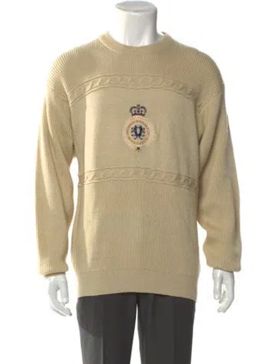 Pre-owned Pierre Balmain Virgin Wool Graphic Print Pullover In Neutral