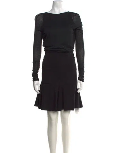 Pre-owned Pierre Balmain Virgin Wool Mini Dress In Black