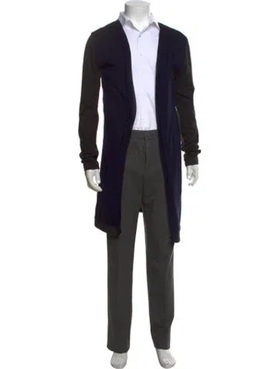 Pre-owned Pierre Balmain Virgin Wool Open Front Cardigan In Blue