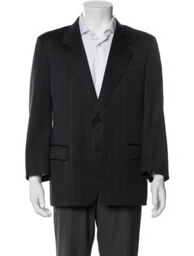 Pre-owned Pierre Balmain Virgin Wool Striped Blazer In Gray