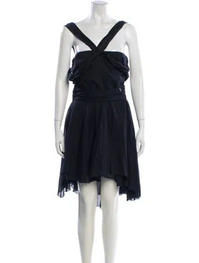 Pre-owned Pierre Balmain V-neck Knee-length Dress In Blue