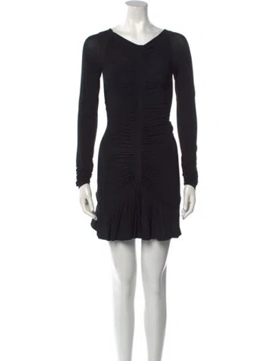 Pre-owned Pierre Balmain V-neck Mini Dress In Black