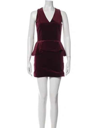 Pre-owned Pierre Balmain V-neck Mini Dress In Burgundy
