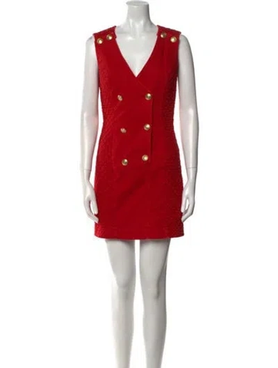 Pre-owned Pierre Balmain V-neck Mini Dress In Multi