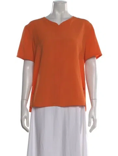 Pre-owned Pierre Balmain V-neck Short Sleeve Top In Orange