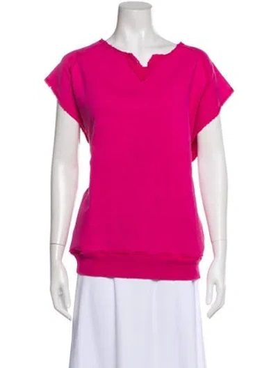Pre-owned Pierre Balmain V-neck Short Sleeve Top In Pink