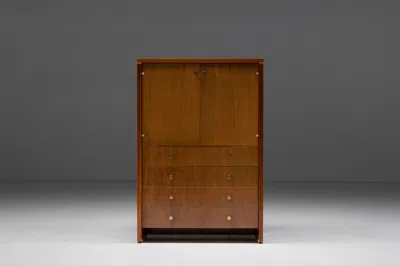 Pre-owned Pierre Balmain Walnut And Brass Cabinet By , France, 1980s In Brown