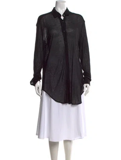 Pre-owned Pierre Balmain Wool Long Sleeve Button-up Top W/ Tags In Black
