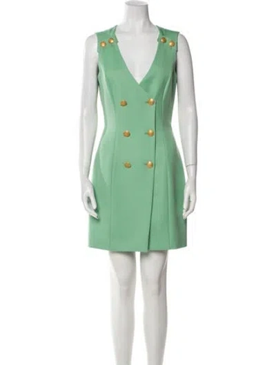 Pre-owned Pierre Balmain Wool Mini Dress In Green