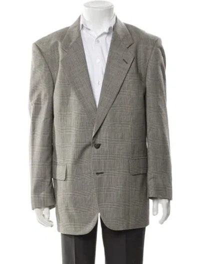 Pre-owned Pierre Balmain Wool Plaid Print Blazer In Brown