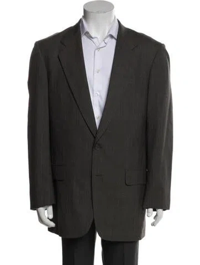 Pre-owned Pierre Balmain Wool Plaid Print Coat In Green