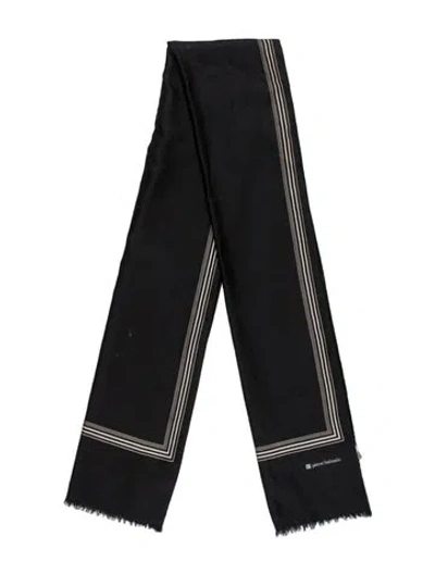 Pre-owned Pierre Balmain Wool Striped Scarf In Black