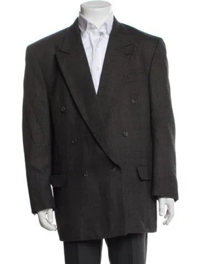 Pre-owned Pierre Balmain Wool Tweed Pattern Blazer In Grey