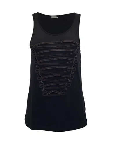 Pierre Balmain Zip Detail Tank Top In Black Cotton