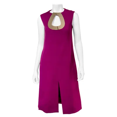 Pre-owned Pierre Cardin 1960's  Purple Dress With Chrome Keyhole Neckline